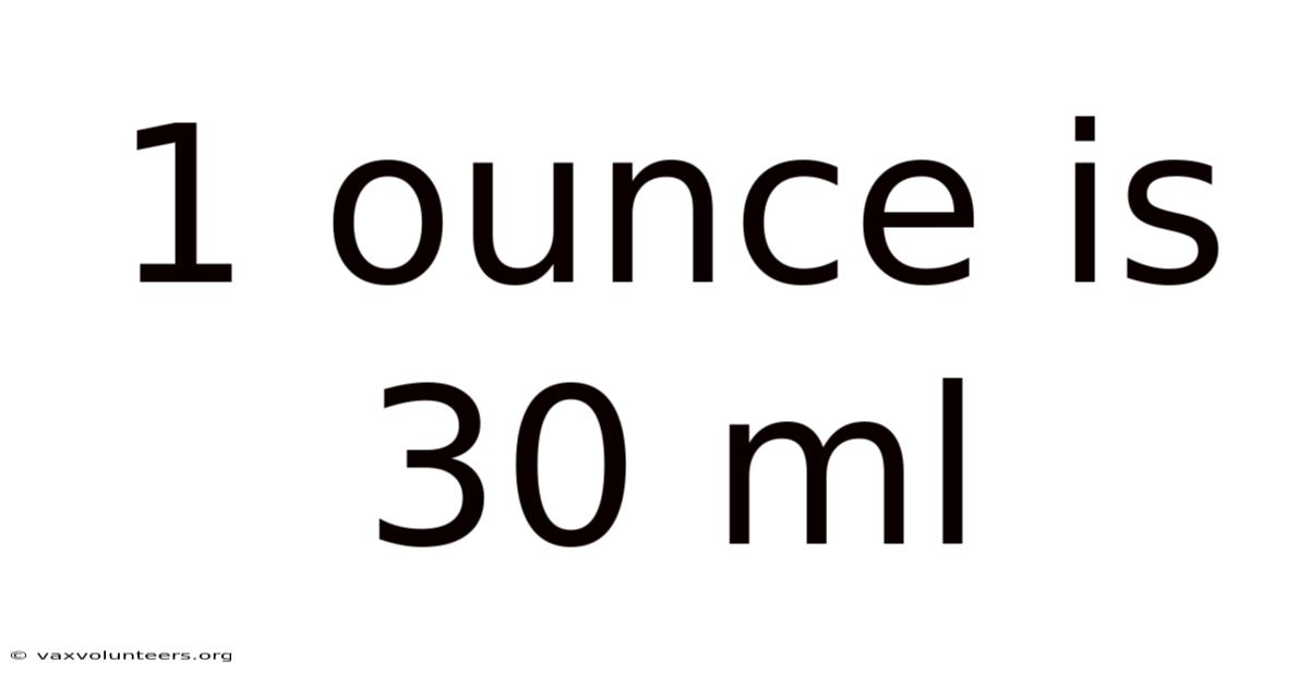 1 Ounce Is 30 Ml