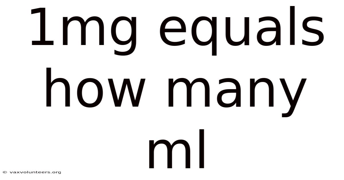 1mg Equals How Many Ml