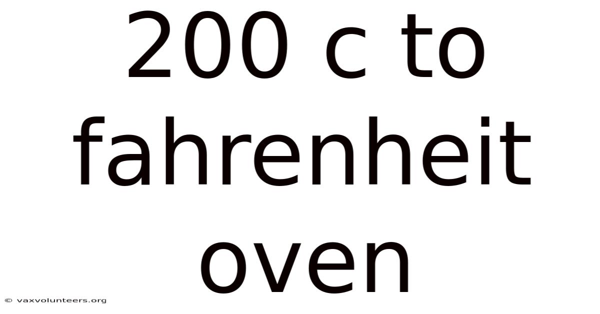 200 C To Fahrenheit Oven