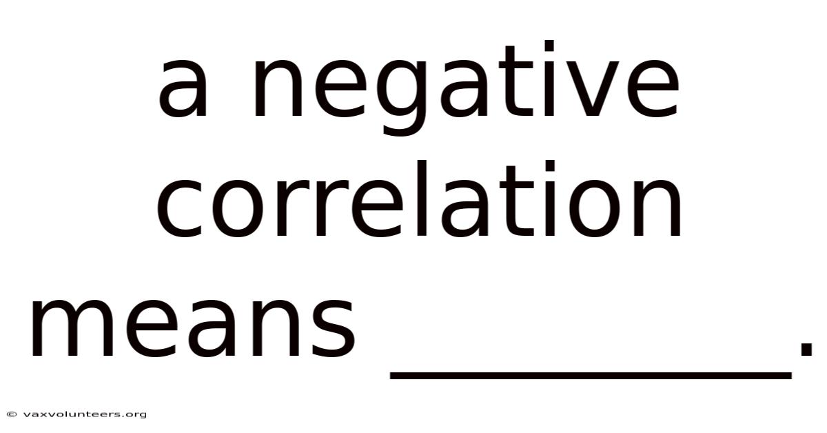 A Negative Correlation Means ________.