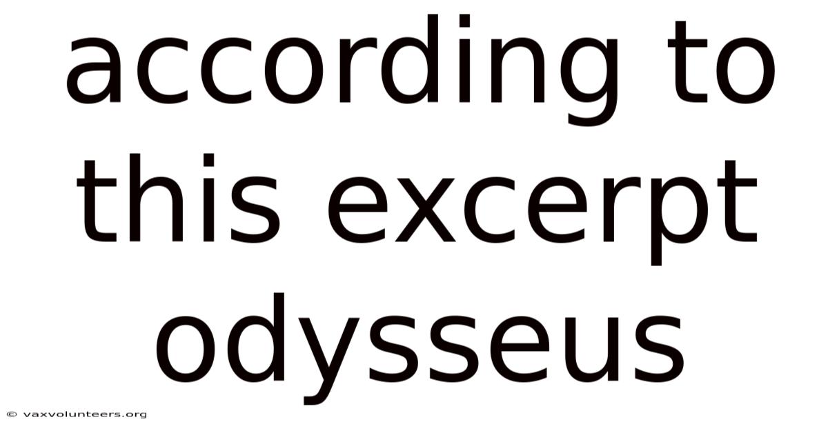 According To This Excerpt Odysseus