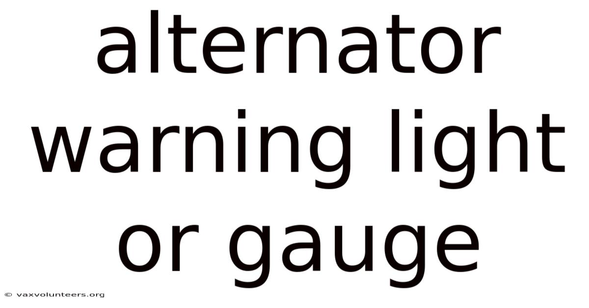 Alternator Warning Light Or Gauge