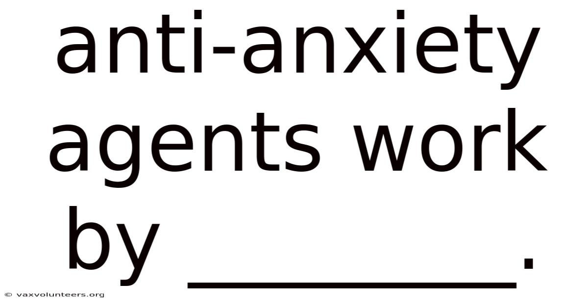 Anti-anxiety Agents Work By ________.