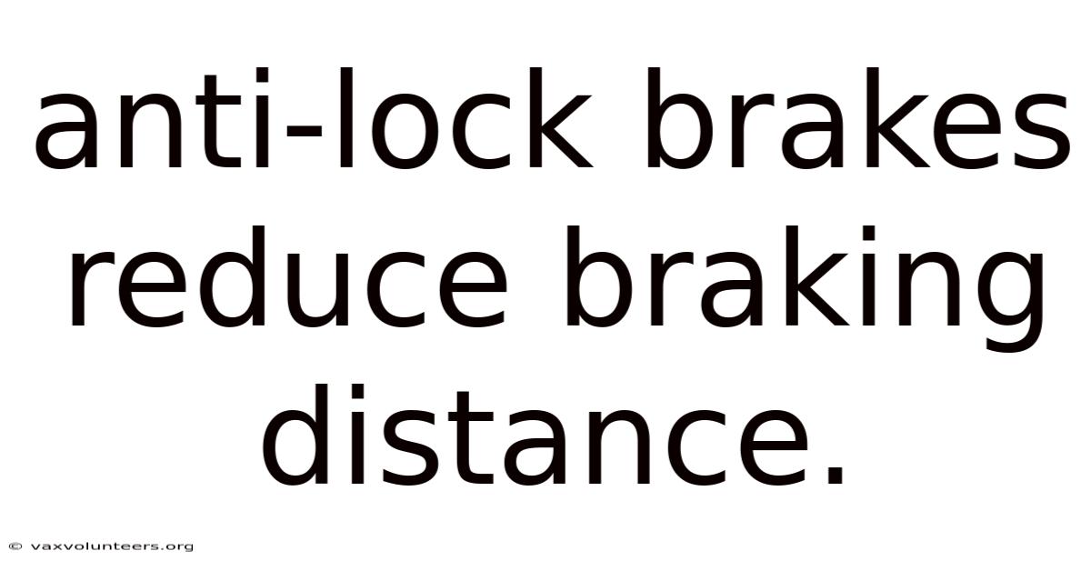 Anti-lock Brakes Reduce Braking Distance.