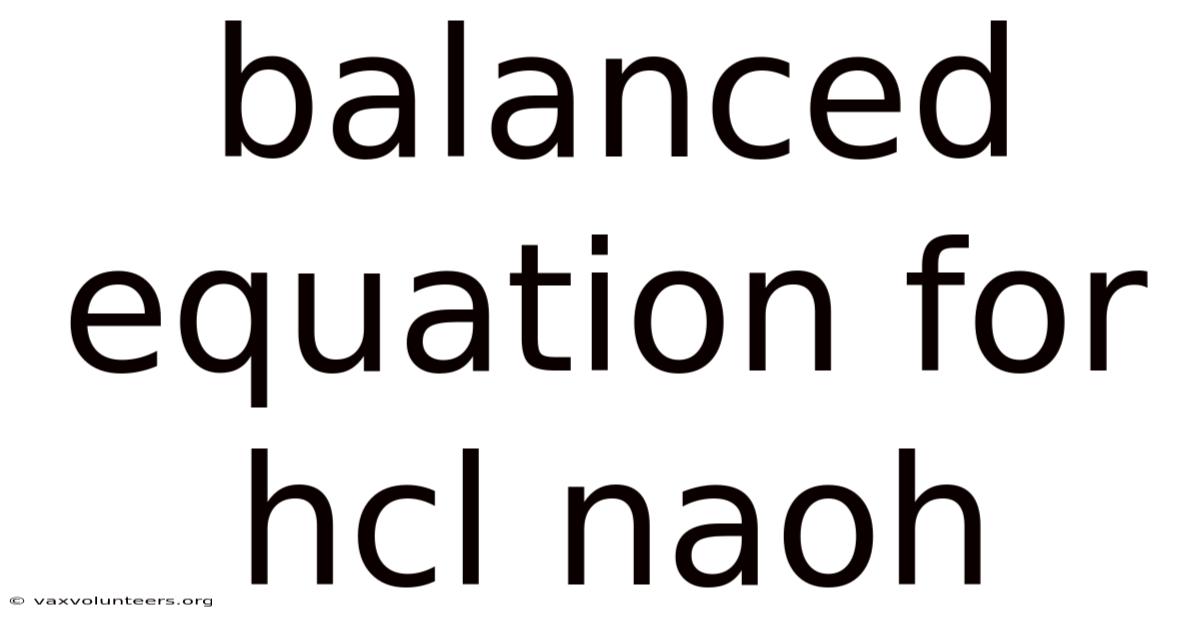 Balanced Equation For Hcl Naoh