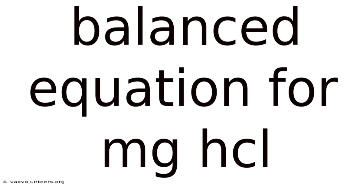 Balanced Equation For Mg Hcl