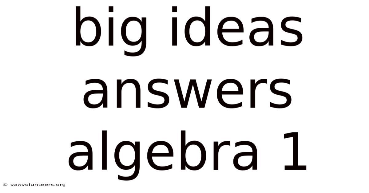 Big Ideas Answers Algebra 1