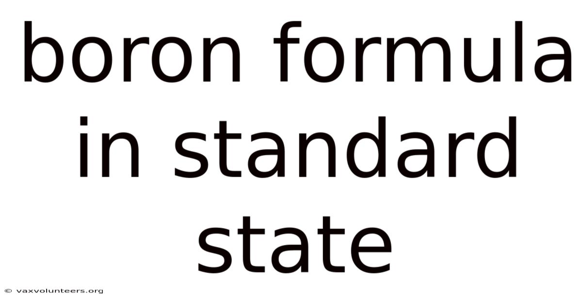 Boron Formula In Standard State