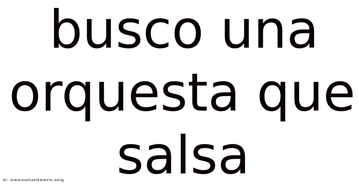 Busco Una Orquesta Que Salsa
