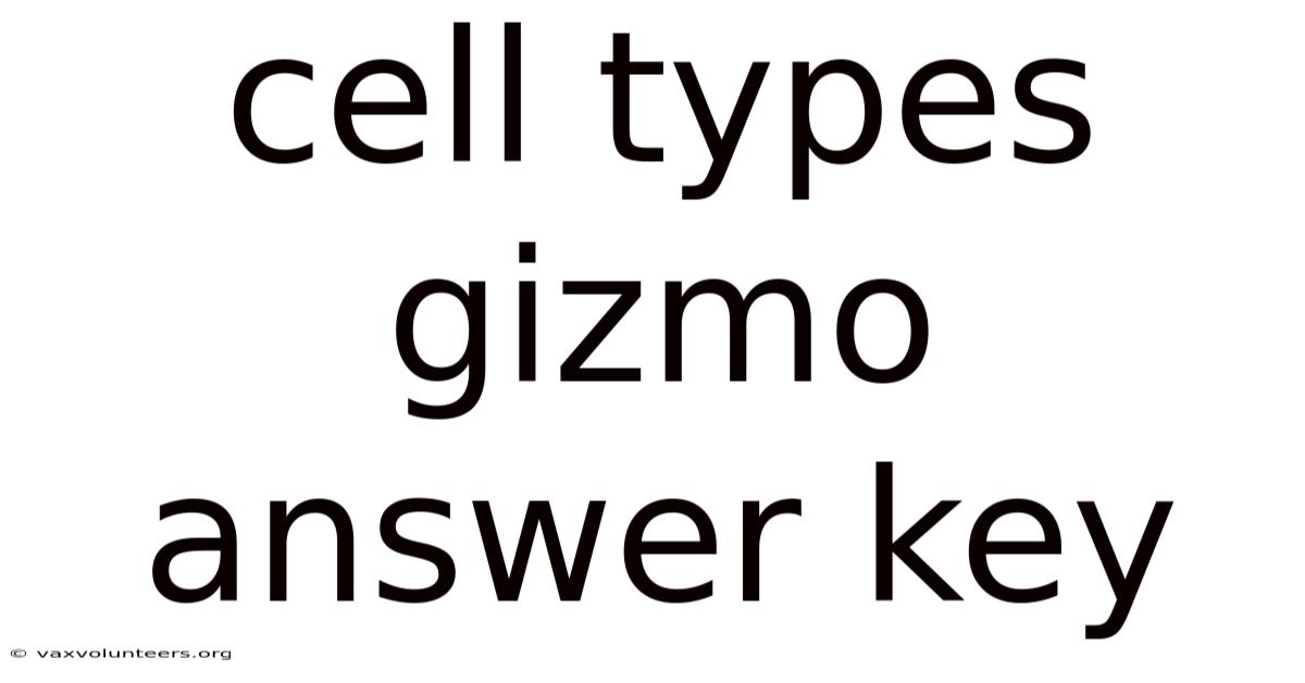 Cell Types Gizmo Answer Key