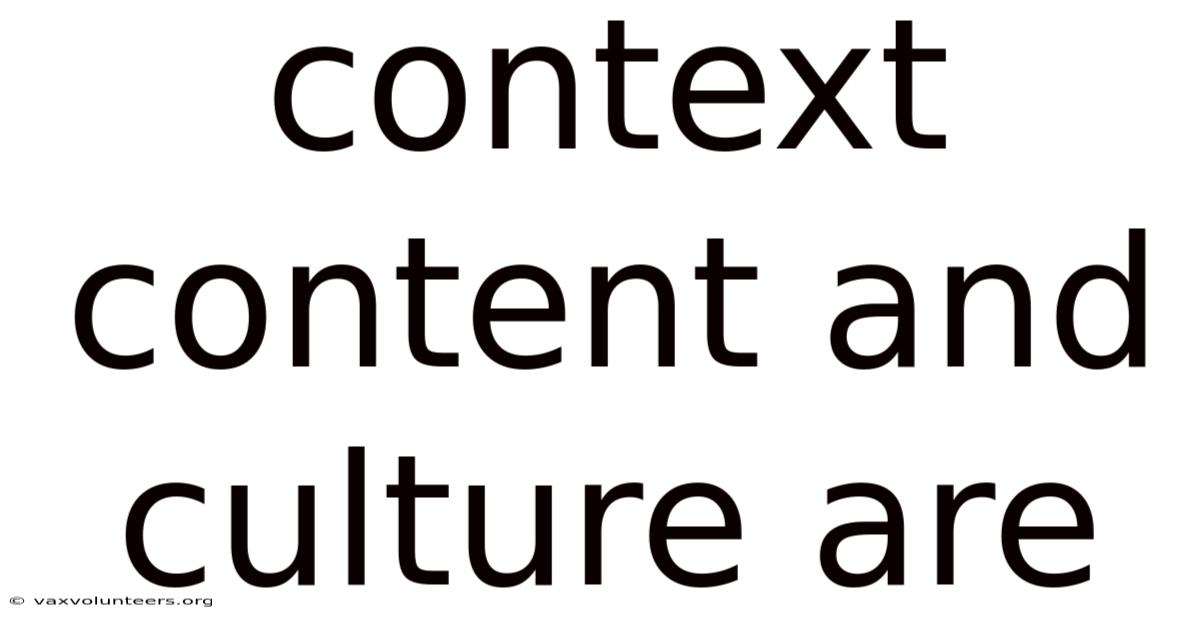 Context Content And Culture Are