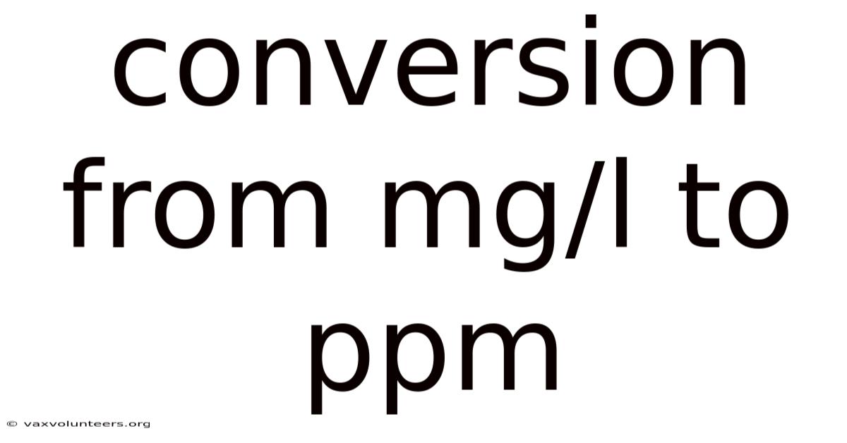 Conversion From Mg/l To Ppm