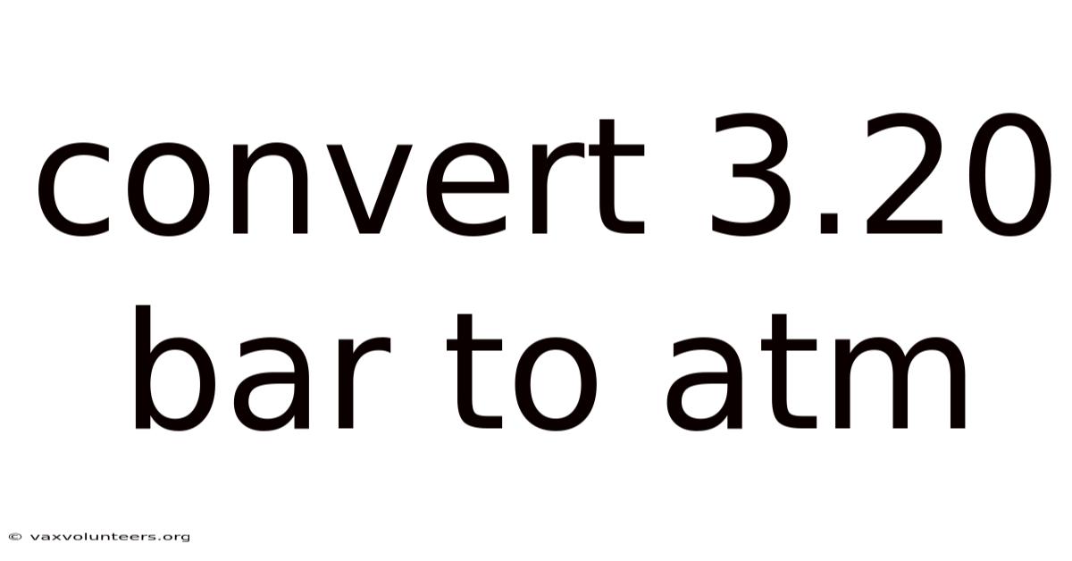 Convert 3.20 Bar To Atm