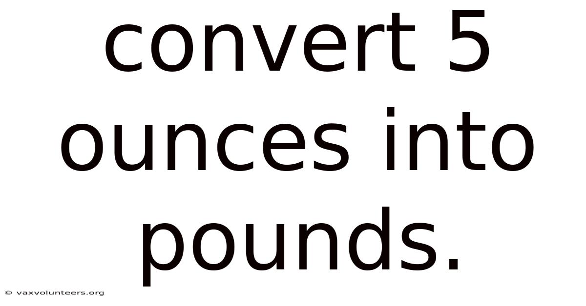 Convert 5 Ounces Into Pounds.