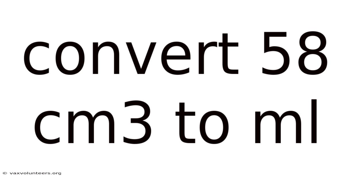 Convert 58 Cm3 To Ml