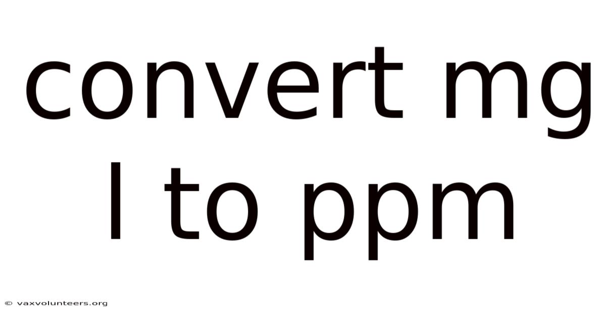 Convert Mg L To Ppm