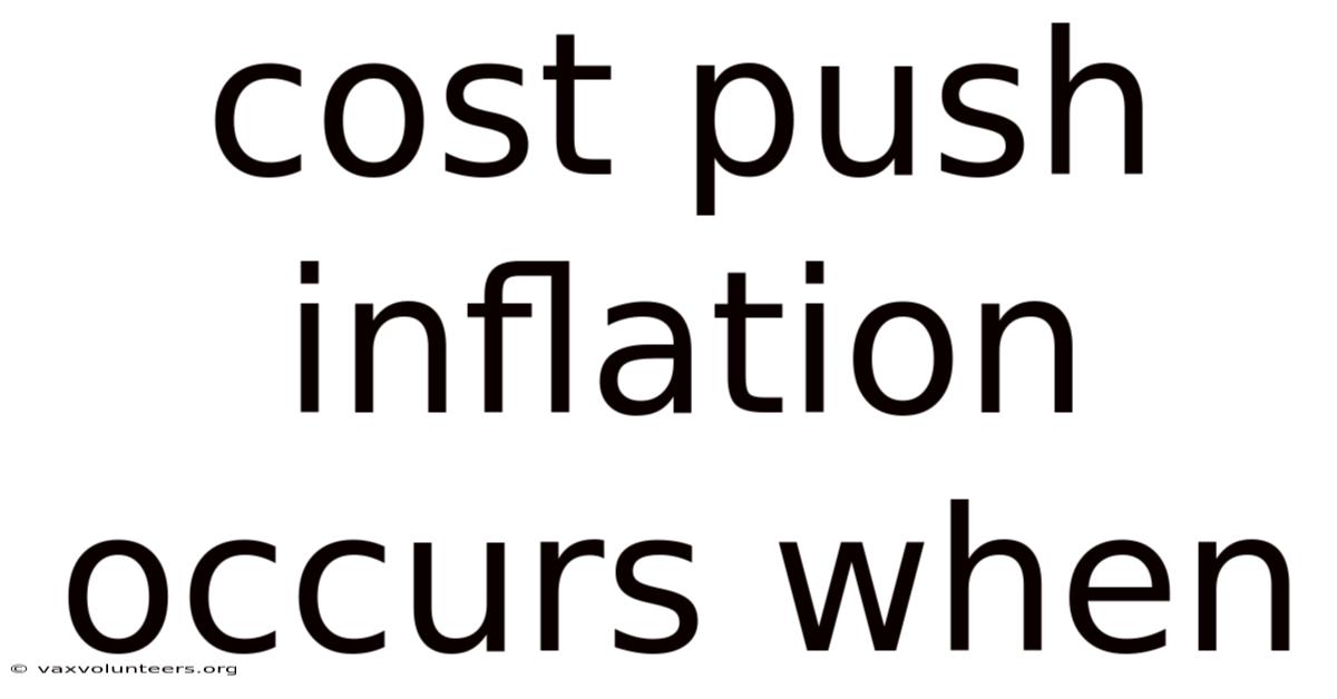 Cost Push Inflation Occurs When