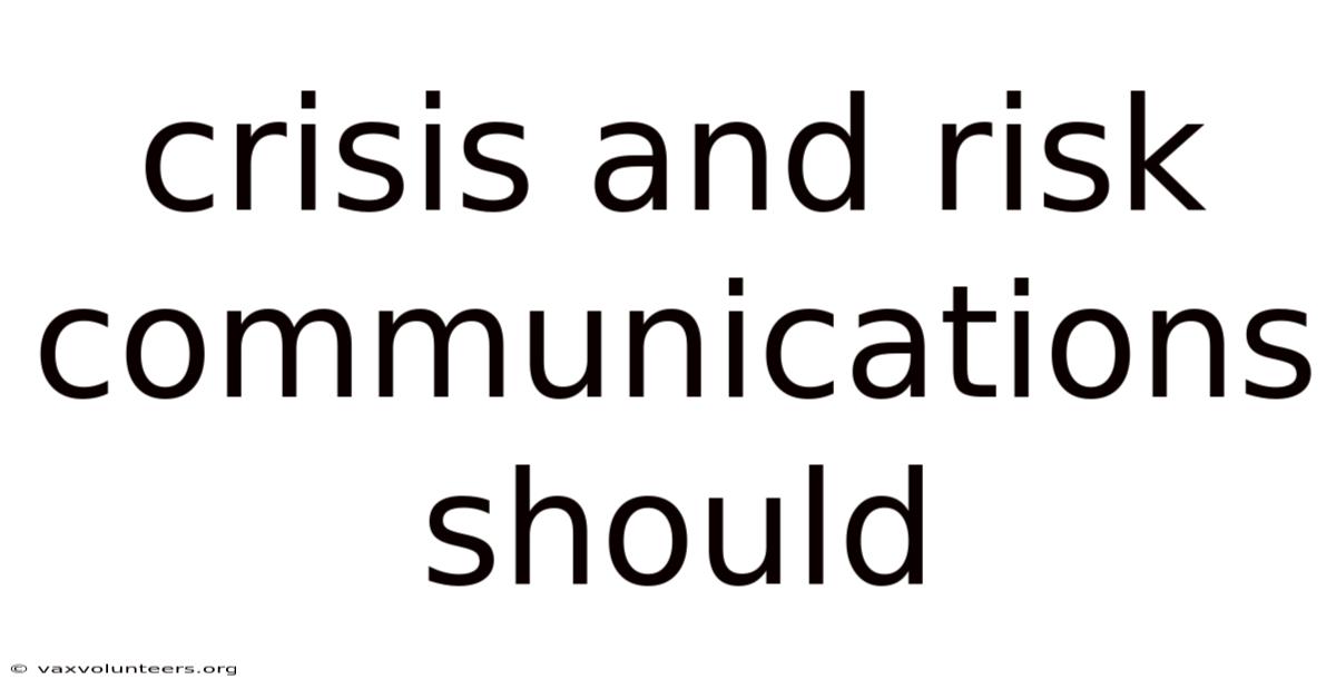 Crisis And Risk Communications Should