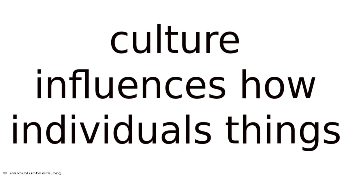 Culture Influences How Individuals Things