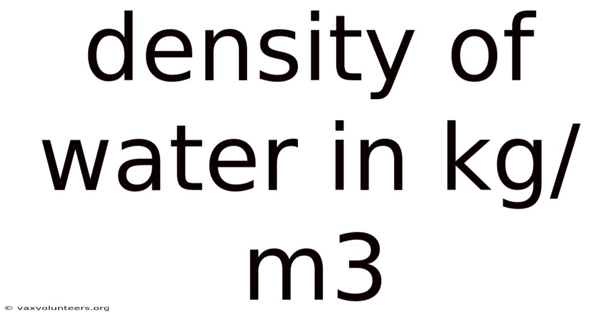 Density Of Water In Kg/m3