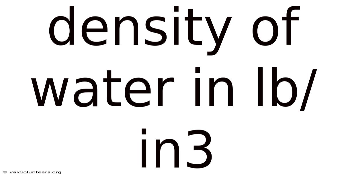 Density Of Water In Lb/in3
