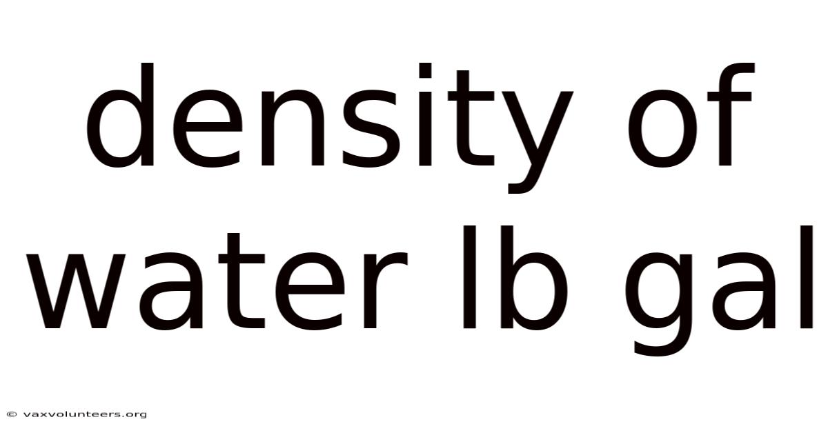 Density Of Water Lb Gal