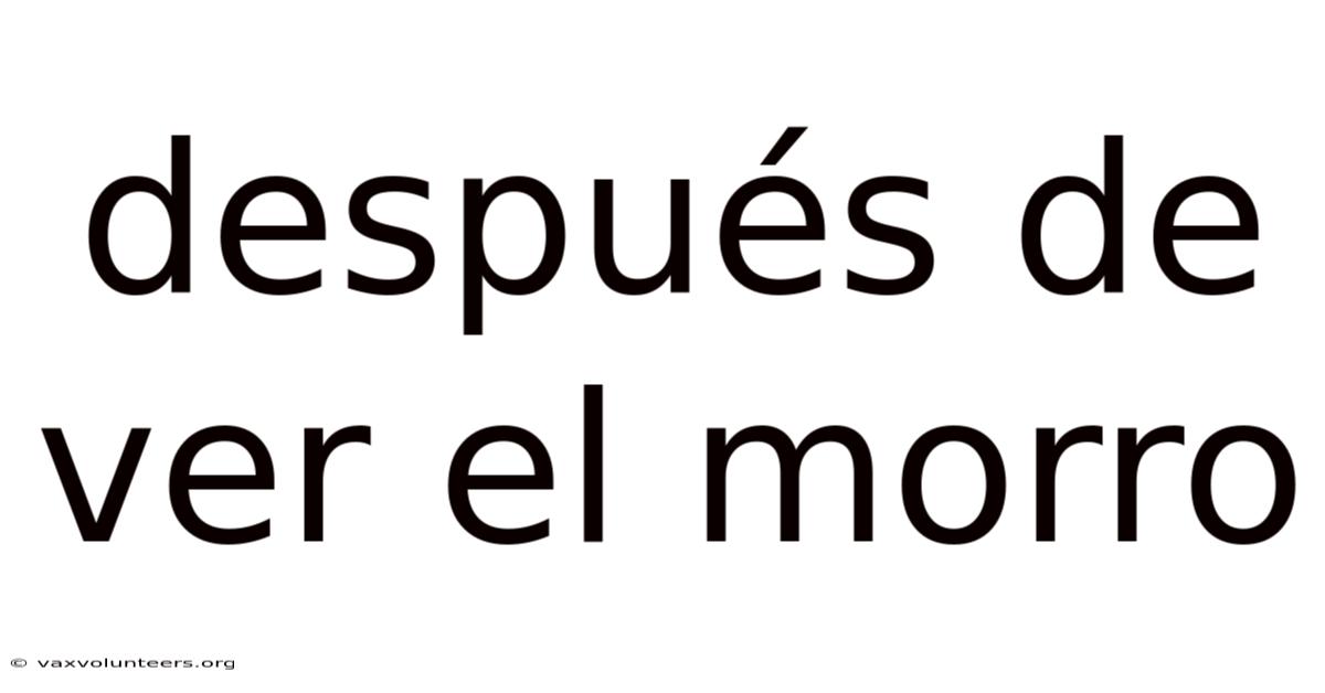 Después De Ver El Morro