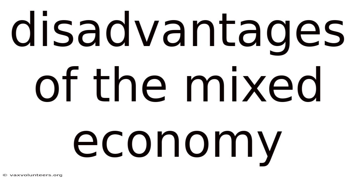 Disadvantages Of The Mixed Economy