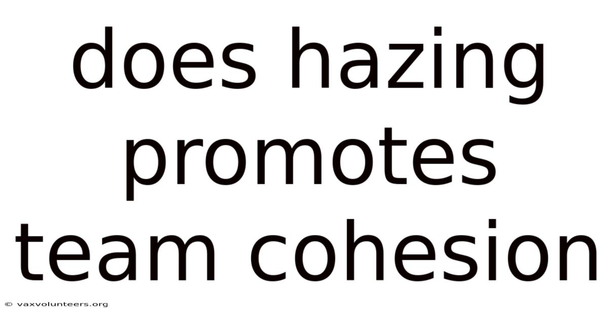 Does Hazing Promotes Team Cohesion