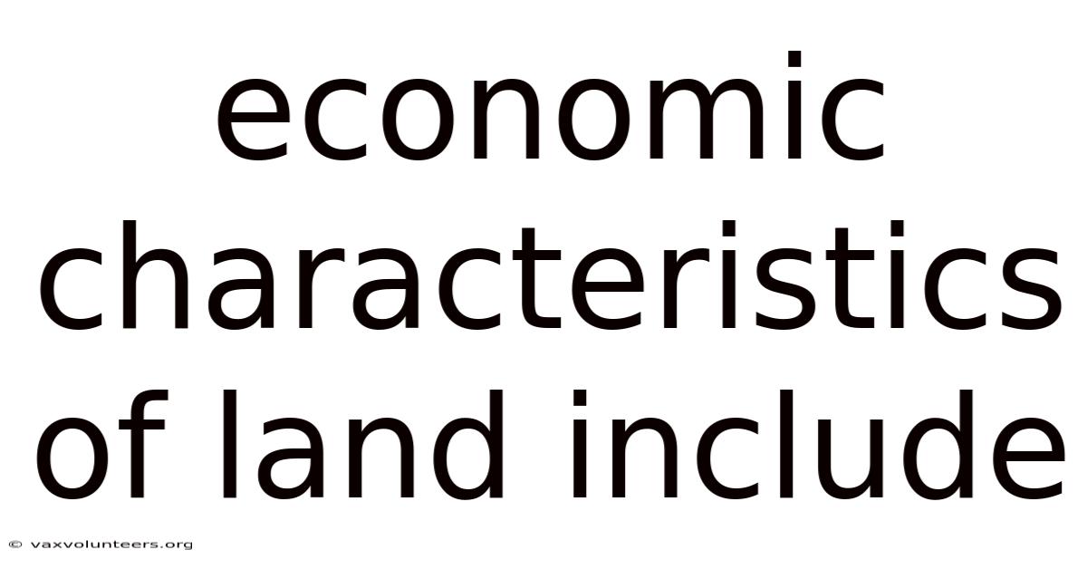 Economic Characteristics Of Land Include