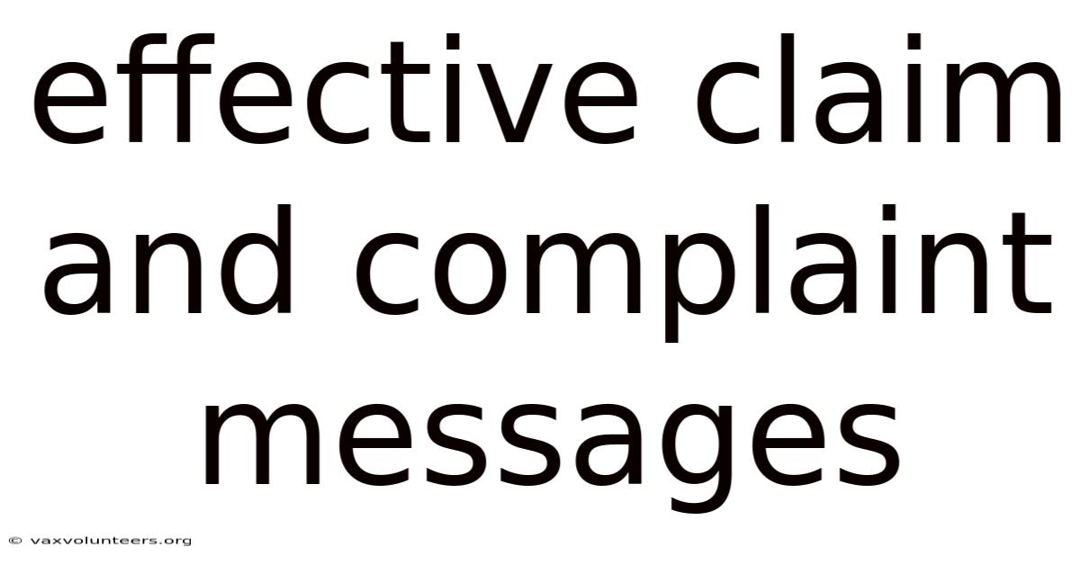 Effective Claim And Complaint Messages