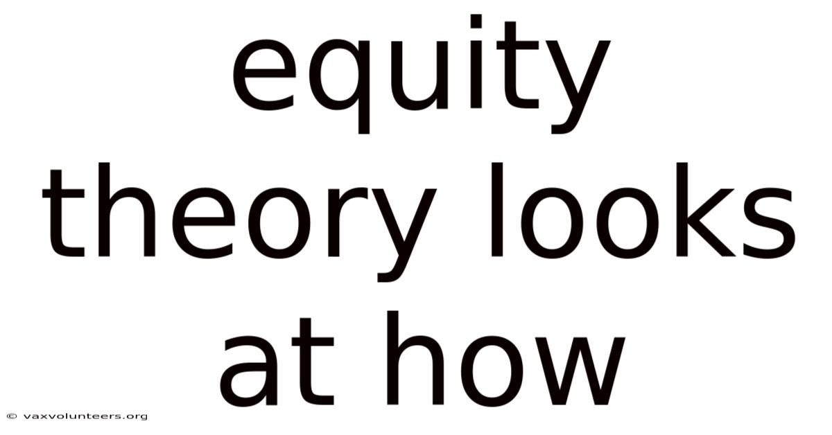 Equity Theory Looks At How