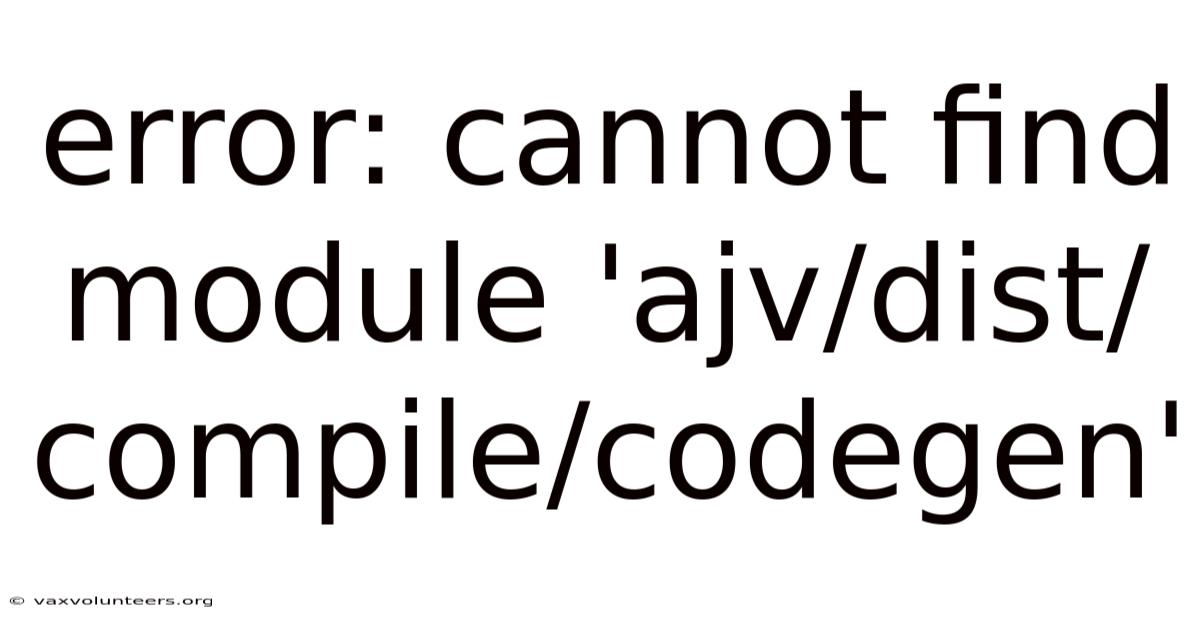 Error: Cannot Find Module 'ajv/dist/compile/codegen'