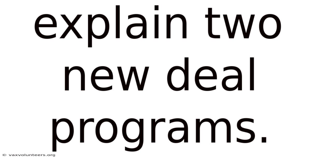 Explain Two New Deal Programs.