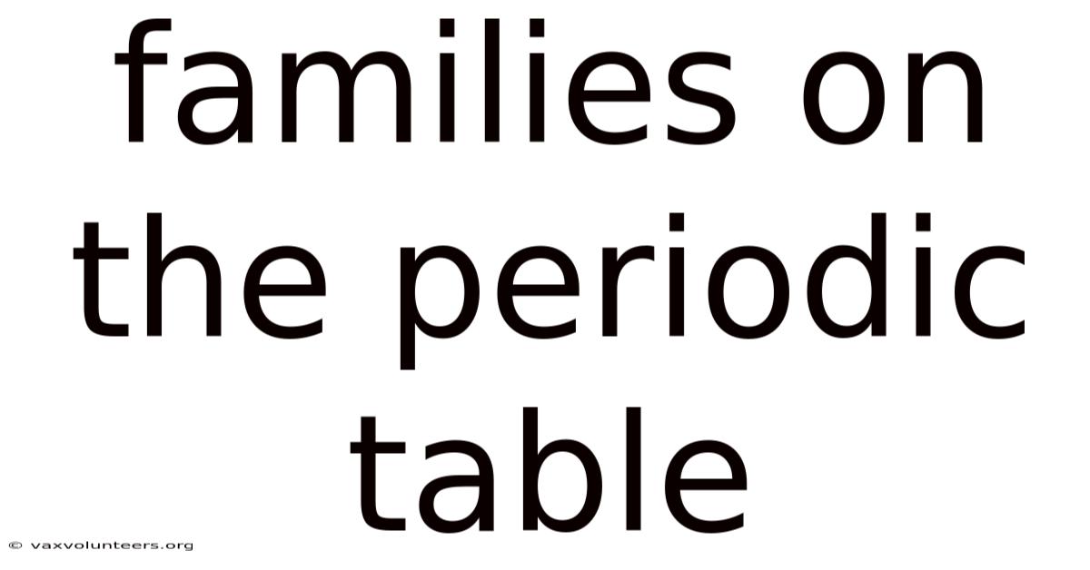 Families On The Periodic Table