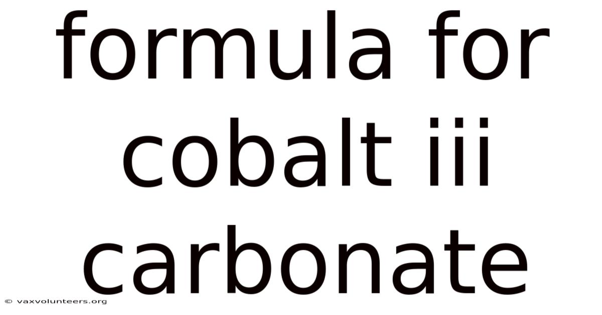 Formula For Cobalt Iii Carbonate