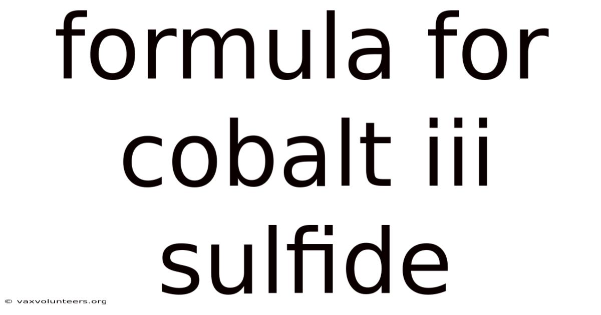 Formula For Cobalt Iii Sulfide
