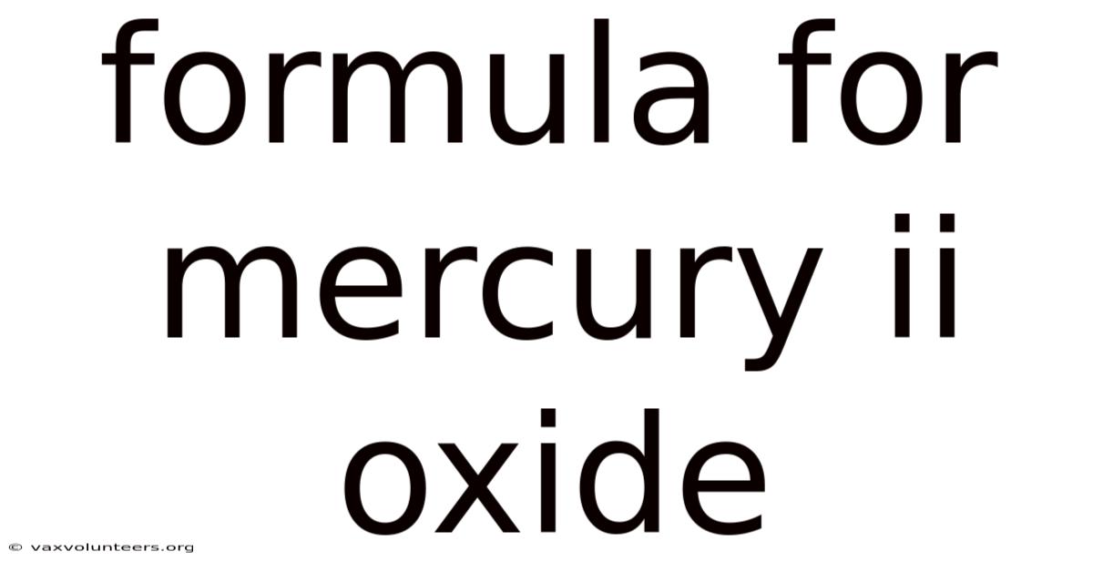 Formula For Mercury Ii Oxide