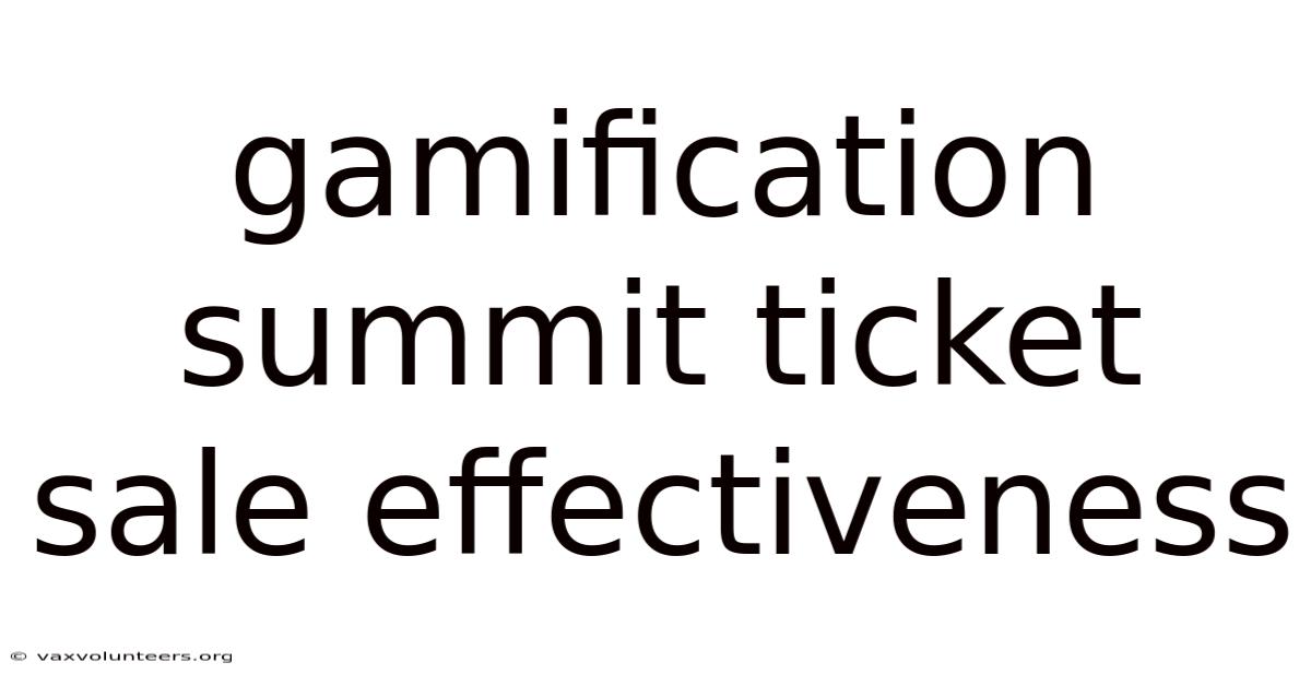 Gamification Summit Ticket Sale Effectiveness