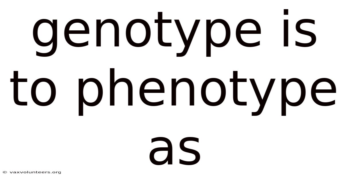 Genotype Is To Phenotype As