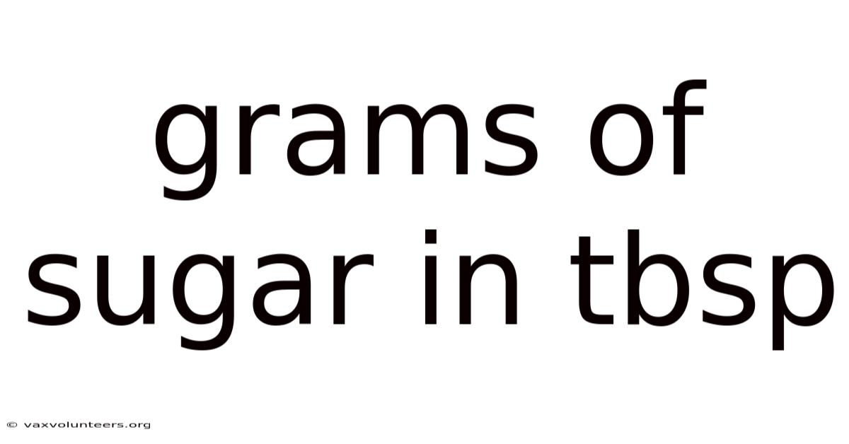 Grams Of Sugar In Tbsp