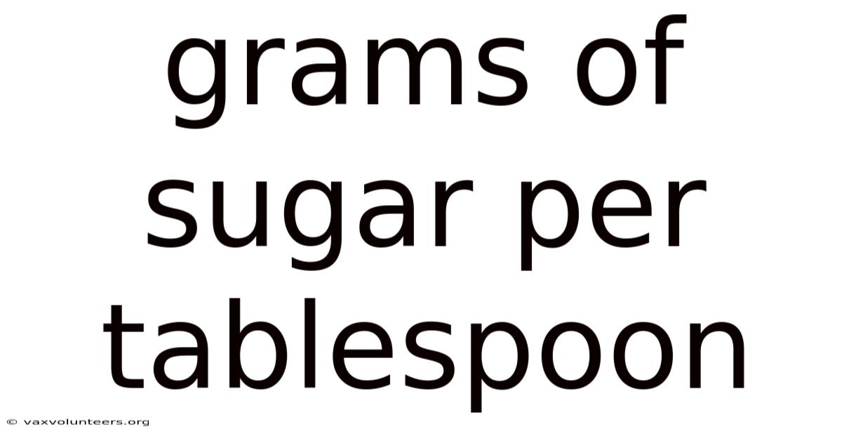 Grams Of Sugar Per Tablespoon