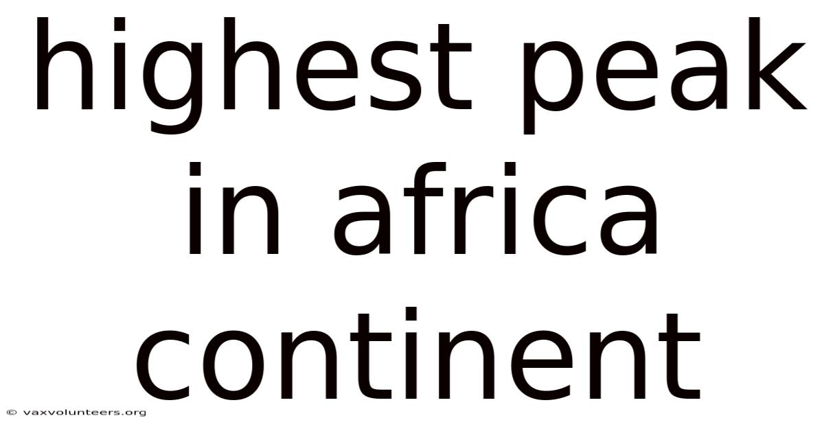 Highest Peak In Africa Continent