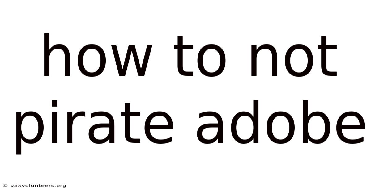 How To Not Pirate Adobe