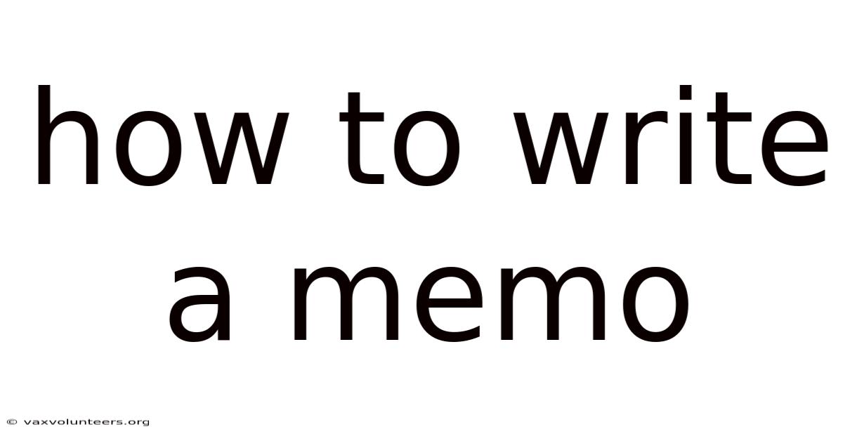 How To Write A Memo