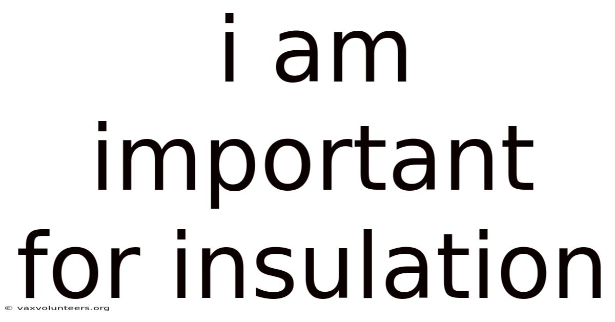 I Am Important For Insulation