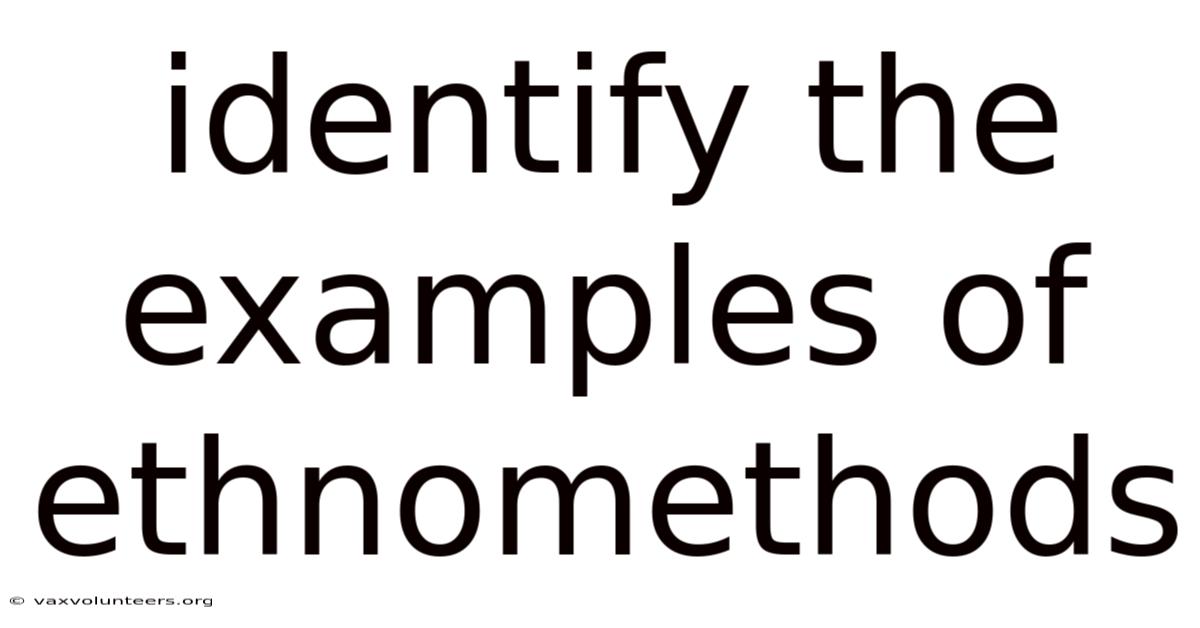 Identify The Examples Of Ethnomethods