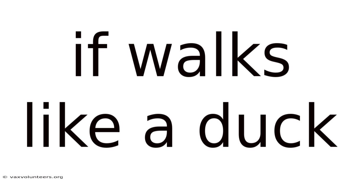 If Walks Like A Duck