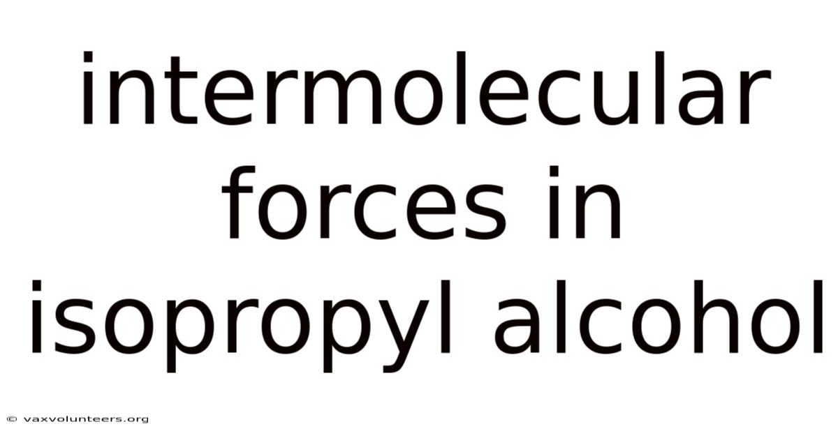 Intermolecular Forces In Isopropyl Alcohol