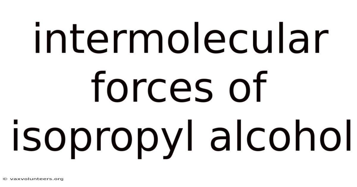 Intermolecular Forces Of Isopropyl Alcohol